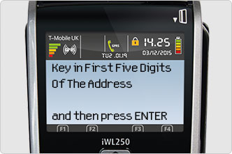 screen displays first five digits address