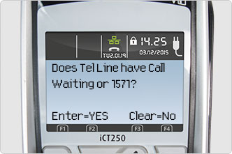 Call Waiting or 1571 options screen message