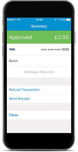 The transaction details screen