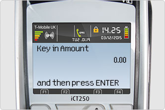 Key in sale amount screen message on Desktop card machine