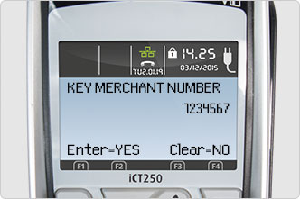 Merchant number entered on screen