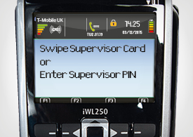 Card machine displays wipe supervisor card